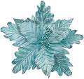 Glitter Decorated Large Poinsettias Decorative Christmas Flower Stems for Christmas Tree Wreaths Wedding Decor, Blue, 10pcs 9.4" by FuleHouzz