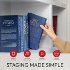 Decorative Books | Blue 10 Book Set with 3 Sizes | Preassembled with Hidden Storage | Perfectly Stackable for Easy Home Staging | Book Decor to Elevate Your Space | Home Decor Made Simple! - Image 4