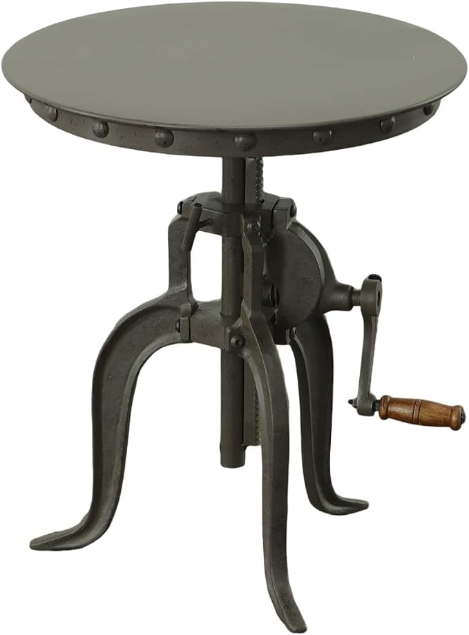Carolina Chair & Table Adjustable Hand Crank 18" Wooden Top Rustic Side Table by CarolinaChairTable