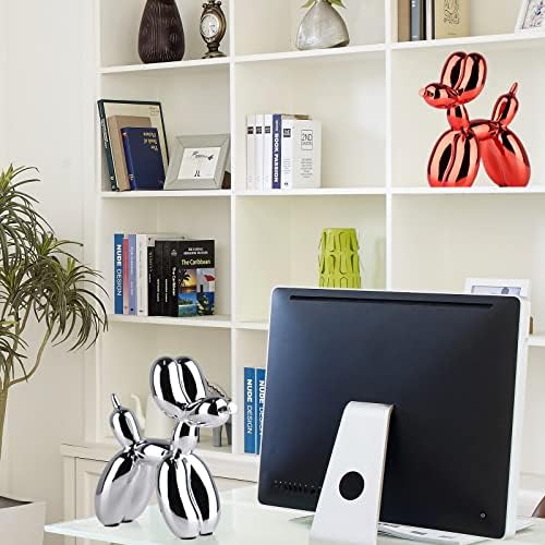 Silver Balloon Dog - Animal & Modern Sculpture Decor for Bedroom, Office & Preppy Room - Image 2