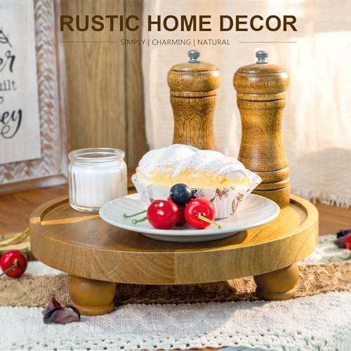 EOSAHR Wood Display Riser: Rustic Pedestal Stand for Bathroom Decor, Yellow - Image 3