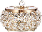 Hipiwe Crystal Jewelry Trinket Box with Glass Lid Large Gold Mirrored Treasure Box Decorative Jewelry Box Ring Earrings Necklace Storage Keepsake Box Gift for Women by Hipiwe