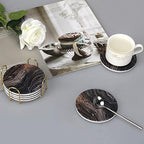 6 Pcs Black Ceramic Modern Coasters with Holder Absorbent Drink Coaster - Image 4