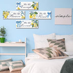 4 Pcs Lemon Bathroom Decor, Positive Affirmations Wall Art Decor, Inspirational Wooden Signs, Lemon Wall Art Hanging Plaques for Girls Bedroom Bathroom Living Room - Image 4
