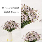 Artificial Outdoor Flowers,8 Bundles UV Resistant Fake Flowers,Artificial Violet Flowers Plastic Faux Flowers Greenery Plants for Outdoor Garden Porch Window Box Decoration(White) - Image 3