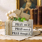 4 Pcs Christian Table Decor Wooden Cross Wooden Bible Verse Sign - Image 2