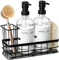 Dish Soap Dispenser for Kitchen, 16.9 fl oz Clear Hand and Dish Soap Dispensers, Kitchen Soap Dispenser Set with Sponge Holder, Brush Holder and Loofah Sponge, Countertop Sink Organizer Accessories by RYTOXILOBrightenUpYourHome