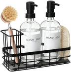 Dish Soap Dispenser for Kitchen, 16.9 fl oz Clear Hand and Dish Soap Dispensers, Kitchen Soap Dispenser Set with Sponge Holder, Brush Holder and Loofah Sponge, Countertop Sink Organizer Accessories by RYTOXILOBrightenUpYourHome