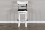 Pemberly Row Set of 3 White/Brown Wood Bar Unit and 2 Swivel Barstool - Image 7