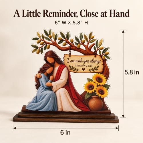 Christian Gifts for Women, Baptism Gifts for Girls, Confirmation Gifts for Girls, Jesus Matthew 28:20 Wood Acrylic Plaque, Inspirational Religious Desk Decor, Bible Verse Shelf Display, Faith Keepsake - Image 3