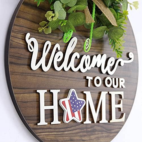 Interchange Welcome Sign Front Door Wreaths for Spring Fall Summer Winter - Image 4