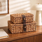 Decorative Woven Boxes with Lids for Shelf Decor Livingroom Organization by FIAHOSEY