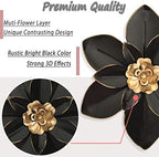 Metal Flower Wall Art Decor, 10“ Rustic Modern Floral Sculpture, Distressed Iron Wall Hanging Home Decoration Accent Artworks for Indoor Kitchen Bedroom Living Room Office Outdoor Garden Patio - Image 2