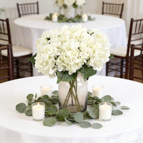 Kimura's Cabin 6Pcs Fake White Hydrangea Artificial Flowers Silk Hydrangeas - Image 4