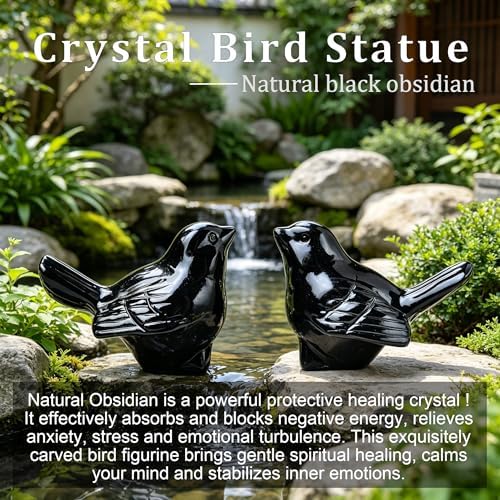 Black Obsidian Crystal Bird Figurine, Bird & Animal Home Decor - Image 4