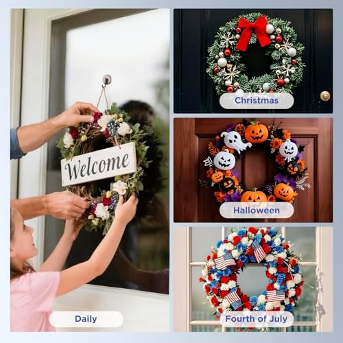 OUTXE Wreath Hanger for Front Door, Upgraded Suction Cup Reef Hook - Image 6