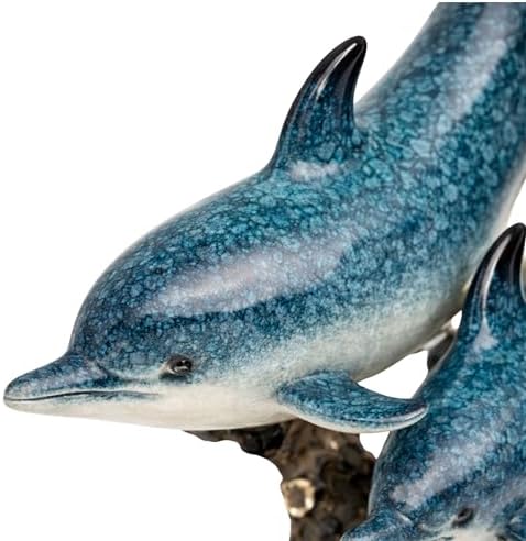 Dolphin Statue - Triple Dolphins Swimming Figurine Coastal Home Decor Tabletop Collection (Aqua) - Image 5