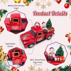 Christmas Red Truck Decor 5 Inch Vintage Farmhouse Metal Truck - Image 3