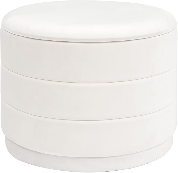 23" Upholstered Round Velvet Ottoman by CAIPINFUL