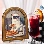 3D Funny Pizza Cat Wall Art Sign for Kitchen Decor, Cool Sunglasses Cat Portrait Decor, 8x10 Inch - Image 4