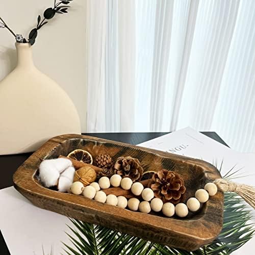 Wooden Dough Bowls Decorative，Rustic Bread Long Bowls Decor Wood Tray, Hand Carved For Table Centerpiece Decor, Home Decor (10 * 6 * 2 inch Brown) - Image 7
