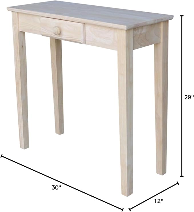 IC International Concepts, Rectangular Hall Table W/Drawer, Solid Real Wood - Image 2