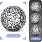 6 Pcs Decorative Balls for Bowls,2.4" Black Mosaic Glass Balls - Image 3