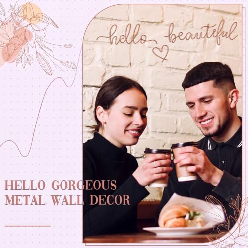 Hicarer Metal Hello Beautiful Wall Art Minimalist Wall Decor, Rose Gold - Image 7