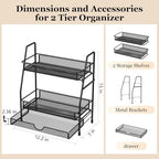 2-Tier Bathroom Counter Organizer with Drawer, Bathroom and Makeup Organizer Countertop, Easy to Install, Ideal for Bathroom organizer, Vanity, Large Skincare, Perfume, Present, and More,Black - Image 3