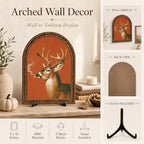 Vintage Deer Art Decor - Arched Wooden Frame with Stand, Retro Whimsical Animal Wall & Tabletop Decor for Living Room, Bedroom, Office, Funny Novelty Home Accent, Unique Housewarming Gift - Image 4