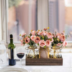 3 Pcs Mason Jar Centerpiece Table Decorations for Dining Table Decor Farmhouse Coffee Table Decor with Wood Tray and Led Light Table Centerpieces for Dining Room Kitchen Living Bathroom,Pink - Image 4