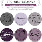 Queekay House Warming Gifts New Home Farmhouse Coasters Set of 6, Purple - Image 4
