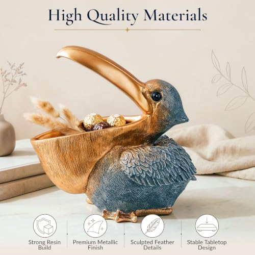 Pelican Statue Candy Dish - Resin animals - Whimsical Decor for Entryway Tables - Coastal Decor Resin Key Holder - Beach Jewelry Dish for Office Desks and Home Accents - Image 3