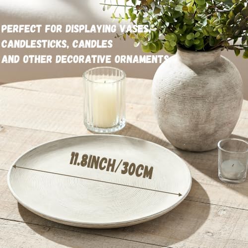 Ceramic Decorative Table Tray Round Trays Home Decor Farmhouse (12" Retro) - Image 3