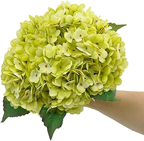 6Pcs 13" Light Green Silk Hydrangea Artificial Flowers - Image 3