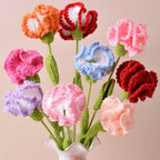 10 Pcs Hand-woven Carnations, Crochet Carnation Flower Bouquet, Multicolor - Image 2