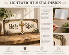 Love You, Bye – Vintage Metal Wall Sign, Metal Signs, Hallway Entryway Door Signs Decor, 16 X 4 Inch Aluminum Rustic Wall Art, Farmhouse Style Hanging Plaque for Decoration (1, He is Risen-Gold, M) - Image 3