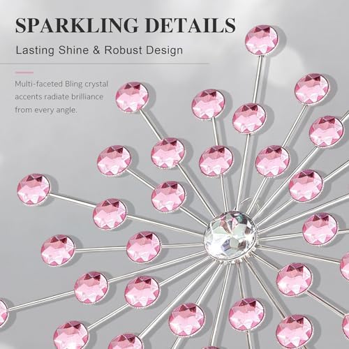 ZEXUIRU 4 Set Silver Starburst Wall Art for Home Decor Metal Bling Crystal Rhinestones Sunburst Wall Decor Sparkling Rhinestone Art Accent Silver - 13 in - Image 5