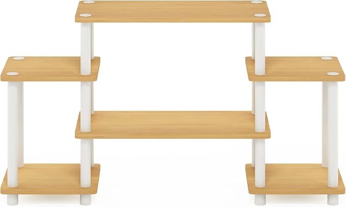 Furinno Turn-N-Tube No Tools Entertainment TV Stands, Beech/White, Square Corner - Image 7