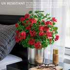 Artificial Geraniums for Outdoors, 8 Stems 17.7 Inch Red Faux Geranium Bush Fake Flowers UV Resistant Fall Porch Patio Garden Planter Window Box Indoor Decor, Pot Not Included - Image 5