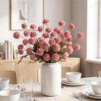 10Pcs 20.5" Artificial Pompon Mum Silk Flower Stems, Fake Chrysanthemum Ball Faux Flowers for Vase, Fall Floral Stems for Indoor Home Decor Wedding Centerpieces, Red (No Vase) - Image 4