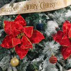 10 Pcs 9.4" Velvet Poinsettia Picks Glitter Artificial Christmas Flower Stems for Xmas Tree Wreath Garland Winter New Year Home Decoration, Dark Red - Image 3