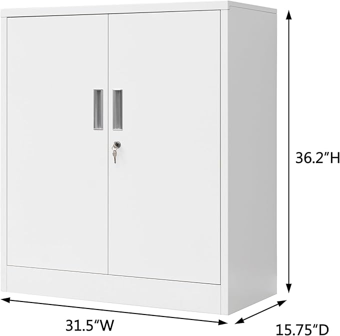 Wanfu Metal Storage Cabinet, Utility Room-White - Image 3