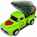 Christmas Green Truck Decor, 4.9 Inch Vintage Metal Pickup Truck with Christmas Tree, Mini Farmhouse Holiday Tabletop Decoration for Tiered Tray, Kitchen, Living Room and Christmas Centerpiece by YIPRONS