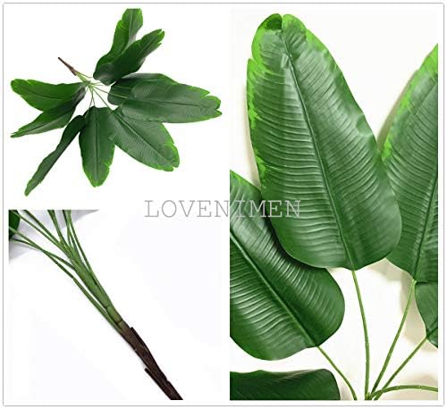 Artificial Banana Tree Plants Imitation Bird of Paradise Plant Faux Tropical Greenery Leaves Bush Fake Large Leaf for Indoor Outdoor Home Kitchen Party Flowers Arrangement Wedding Decorations 2 Pack - Image 7