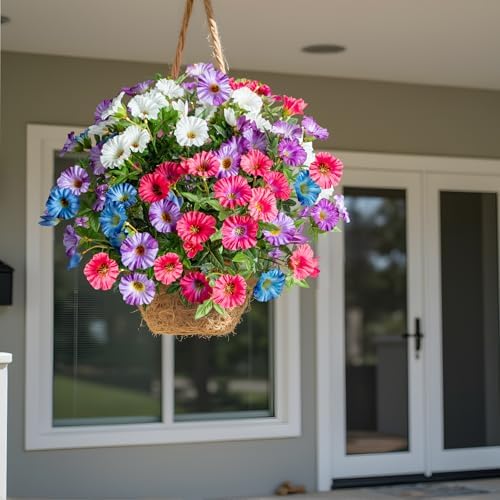 Colorful Artificial Morning Glory Flowers for Outdoor Planters, Premium UV Resistant Silk Faux Flowers for Porch, Hanging Basket & Window Box, Vibrant Garden Decor, No Pot, 13.3 Inch, 8 Bundles - Image 6
