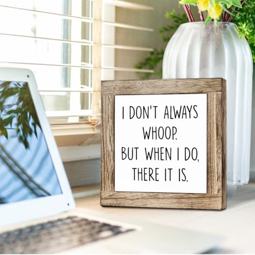 Funny Office Desk Wooden Box Sign Decor, Fun Quotes Office Supplies Rustic Inspirational Desk Decor, Funny Workplace Gifts for Coworker Colleague Boss-I Don't Always Whoop - Image 4