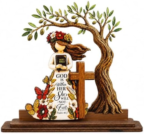 Religious Gifts for Women, God Is Within Her She Will Not Fall Decor Plaque by KATINAT