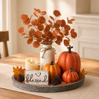 11 Pcs Fall Decor Tray Set, Rustic Farmhouse Decor Centerpieces for Tables by ZENLIV