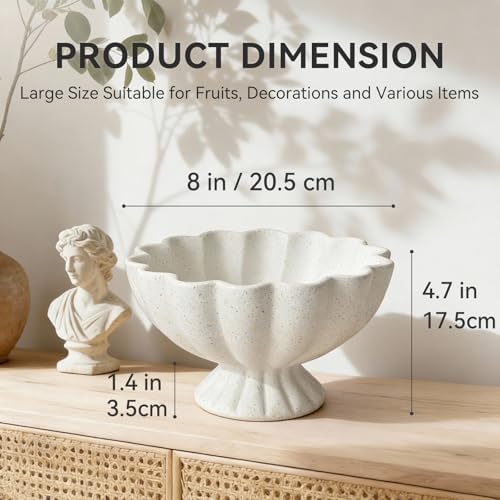 Pedestal Decorative Bowl Home Decor, 8" Footed Ruffle Fruit Bowl - Image 5